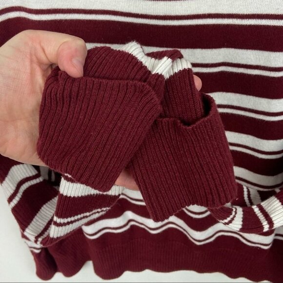 Wearing Heart On Your Sleeve Striped Raglan Sweater Red Size Medium Long Sleeves - Picture 6 of 9